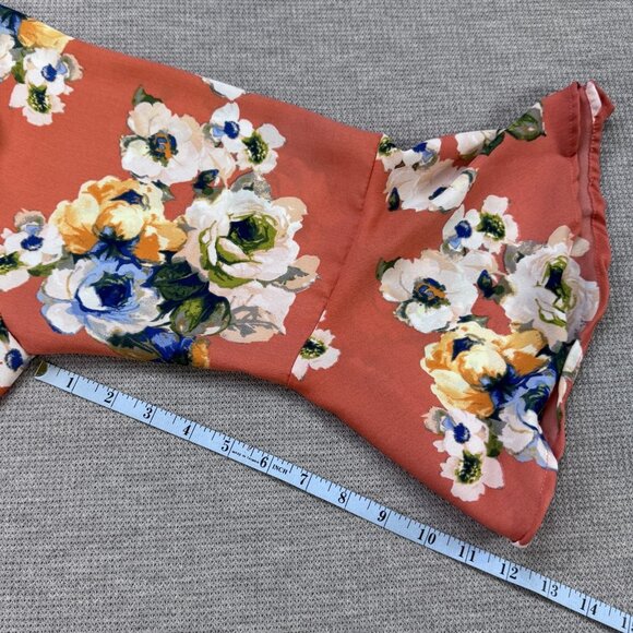 Zenobia Tunic Top Womens Coral Floral Bell Sleeve Boat Neck Tie Closure 3XL NWT - Picture 12 of 14